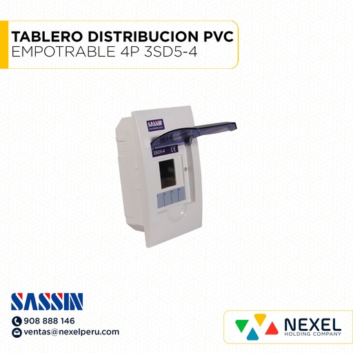 [D32520] TABLERO DISTRIBUCION PVC EMPOTRABLE 4P 3SD5-4 BOXES SASSIN