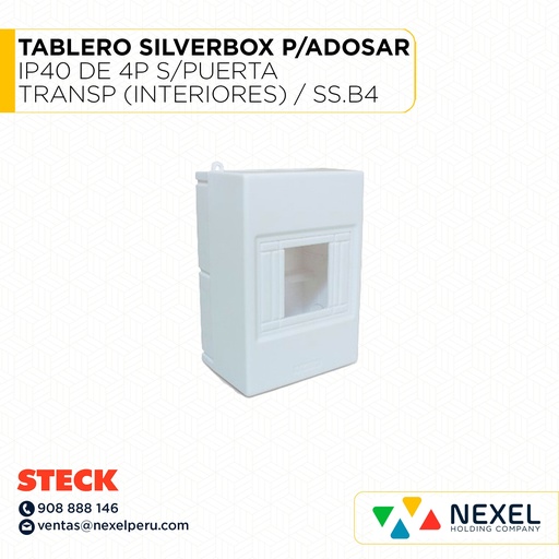 [D32000-O] OUT - TABLERO SILVERBOX P/ADOSAR IP40 DE 4 POLOS S/ PUERTA TRANSP (INTERIORES) / SS.B4 STECK