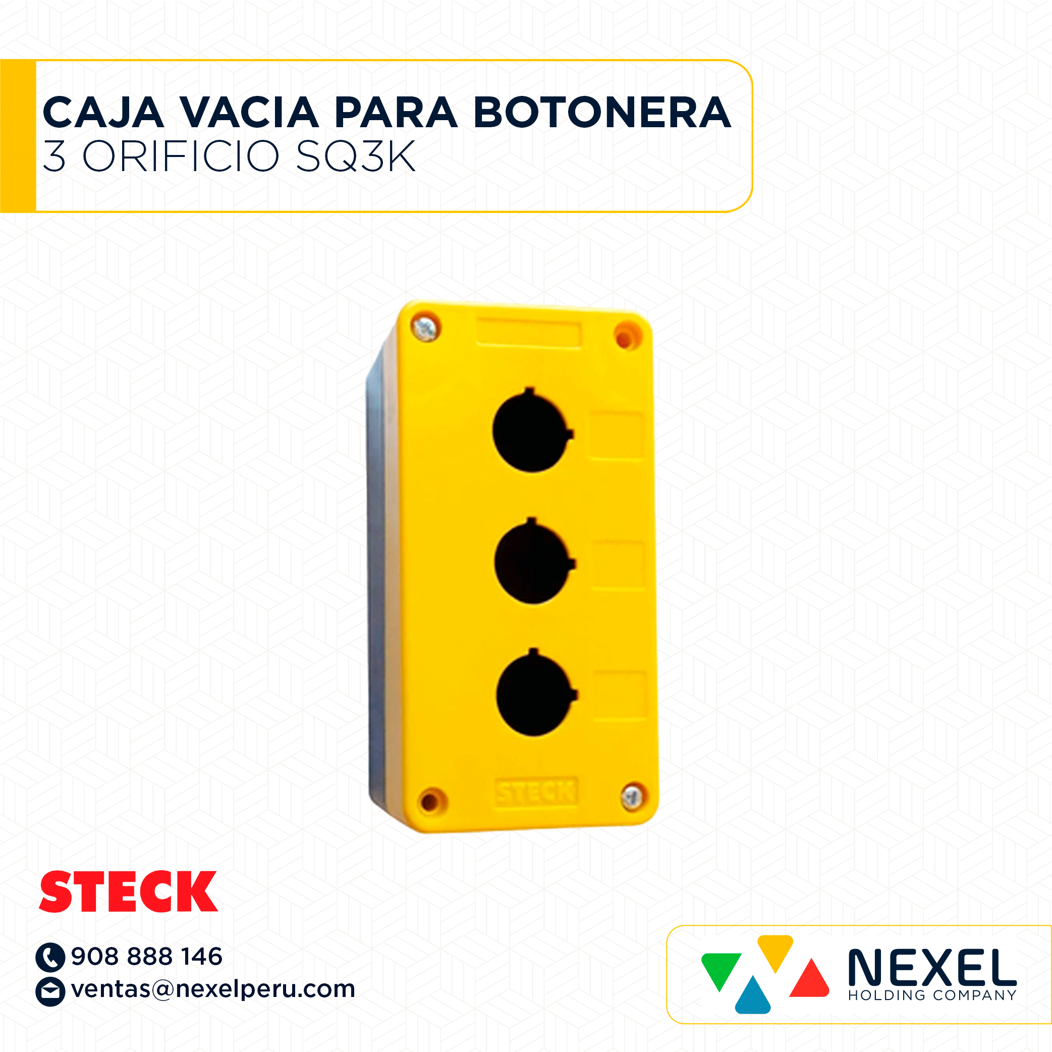 [D31999] CAJA VACIA PARA BOTONERA DE 3 ORIFICIO SQ3K STECK