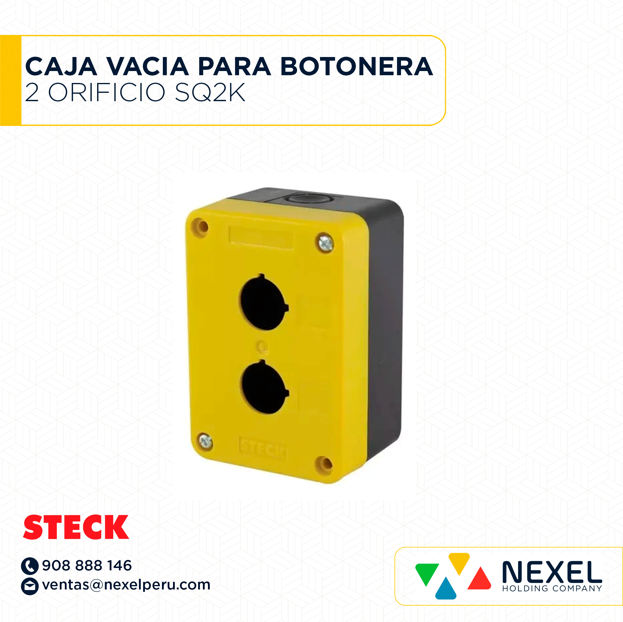 [D31130] CAJA VACIA PARA BOTONERA DE 2 ORIFICIO SQ2K STECK