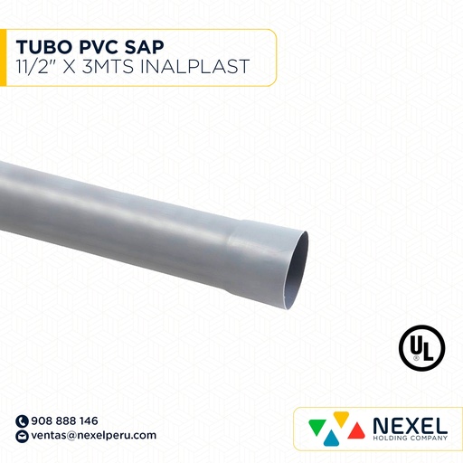 [B83627-O] OUT- TUBO PVC SAP 11/2" X 3MTS INALPLAST