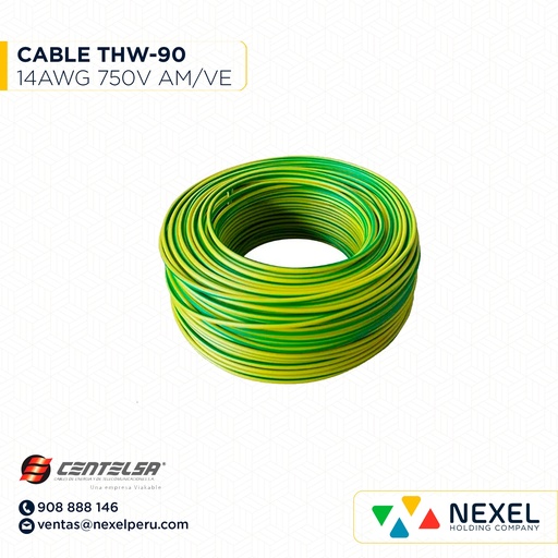 [A16119] CABLE THW-90 14AWG 750V AM/VER CENTELSA