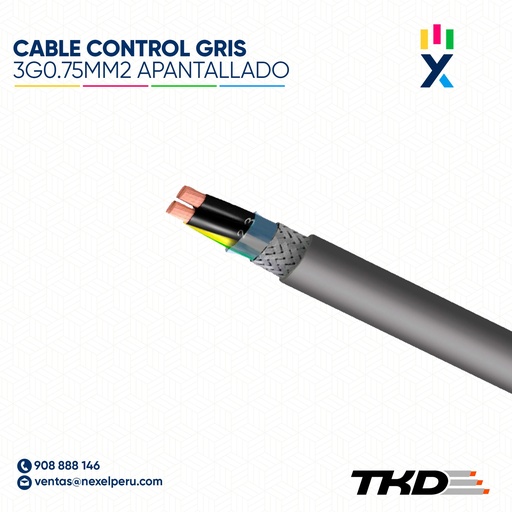 [A44204] CABLE CONTROL APANTALLADO 3G0.75MM2 TKD KABEL