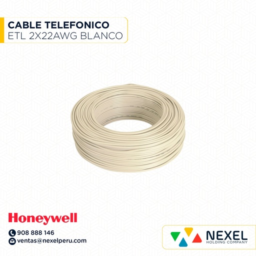 [A64052] CABLE TELEFONICO ETL CLASE 2 2X22AWG BLANCO HONEYWELL