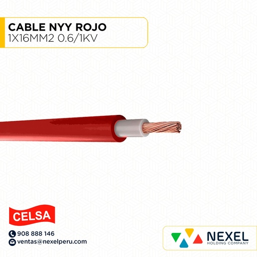 [A22960] CABLE NYY 1X16MM2 0.6/1KV ROJO CELSA