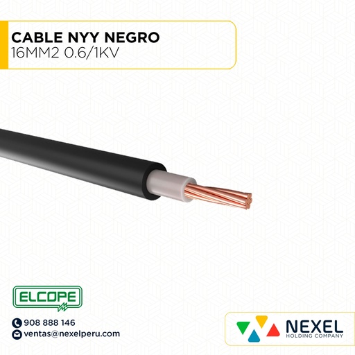 [A22954] CABLE NYY 16MM2 0.6/1KV NEGRO ELCOPE
