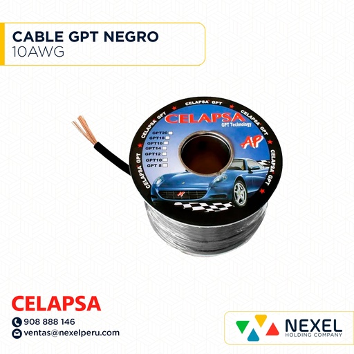 [A12839-2-O] OUT- CABLE GPT 10AWG NEGRO CELAPSA (ROLLO 100MT)