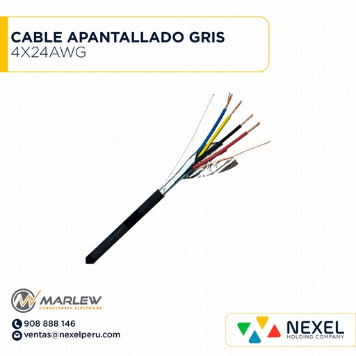 [A42577] CABLE APANTALLADO 4X24AWG GRIS MARLEW