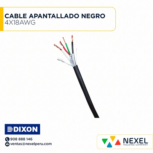[A42558] CABLE APANTALLADO 4X18AWG NEGRO DIXON