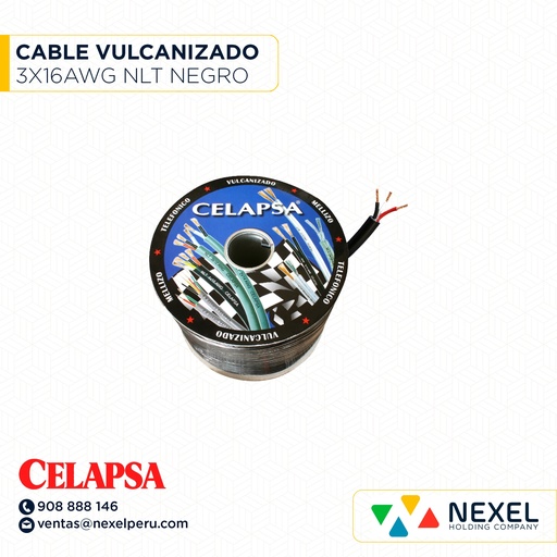 [A22554] CABLE VULCANIZADO NLT 3X16AWG NEGRO CELAPSA