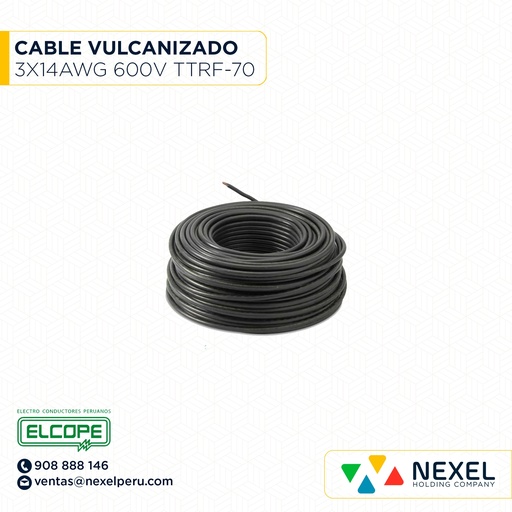 [A22548] CABLE VULCANIZADO TTRF-70 NLT 3X16AWG NEGRO ELCOPE