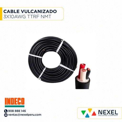 [A22427-3] CABLE VULCANIZADO TTRF NMT 3X10AWG NEGRO INDECO
