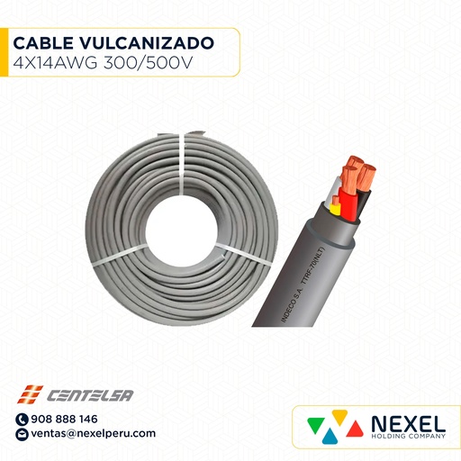 [A22205-2] CABLE VULCANIZADO TTRF NLT 4X14AWG 300/500V GRIS CENTELSA