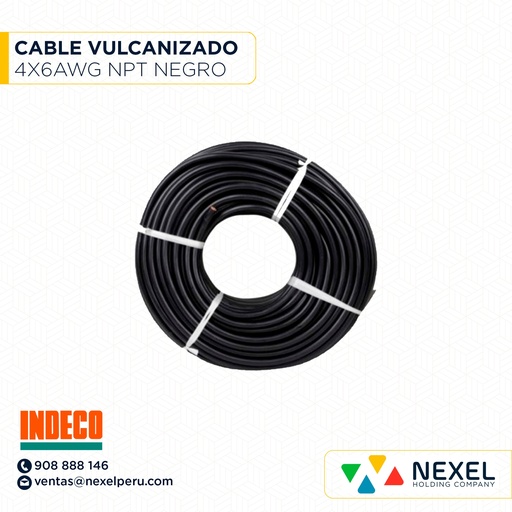 [A22188-1] CABLE VULCANIZADO NPT 4X6AWG 1KV NEGRO INDECO