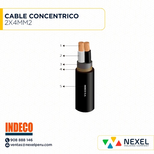 [A22174] CABLE CONCENTRICO 2X4MM2 INDECO