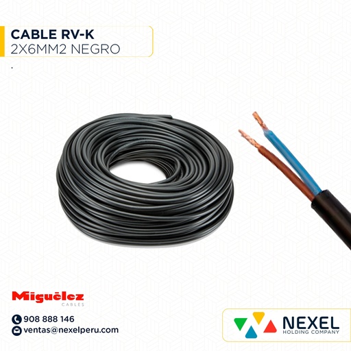 [A22160-1] CABLE RVK 2X6MM2 0.6/1KV NEGRO MIGUELEZ
