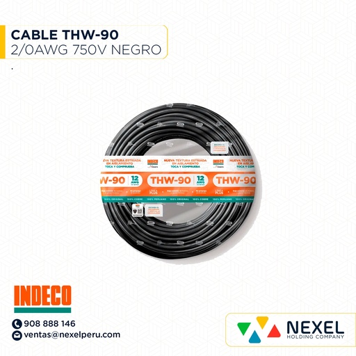 [A12153] CABLE THW-90 750V 2/0AWG NEGRO INDECO
