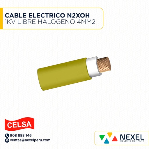 [A22152-1] CABLE ELECTRICO N2XOH 1KV LIBRE HALOGENO 4MM2 AMARILLO CELSA