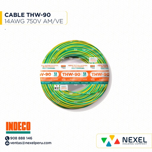 [A11629] CABLE THW-90 750V 14 AWG AMARILLO INDECO