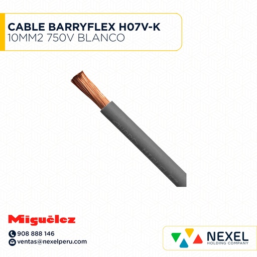 [A11610] CABLE BARRYFLEX H07V-K 10MM2 750V BLANCO (X ROLLO DE 150MT) MIGUELEZ 