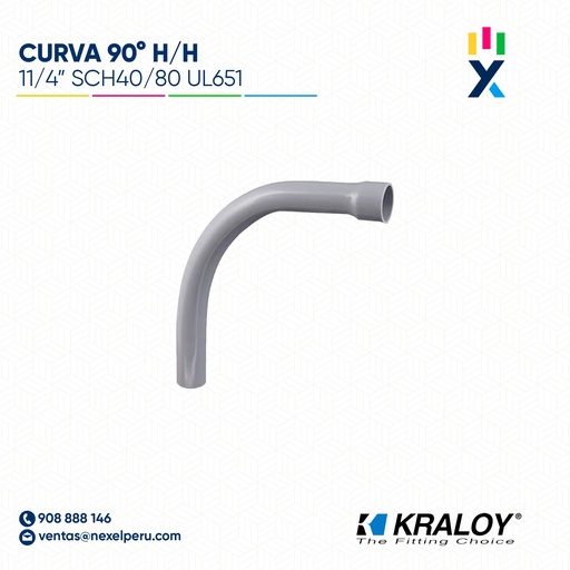 [B743618] CURVA PVC SCH40 90° HEMBRA/HEMBRA 11/4" (31MM) UL651 KRALOY 
