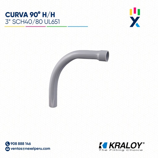 [B743622] CURVA PVC SCH40 90° HEMBRA/HEMBRA 3" (75MM) UL651 KRALOY 
