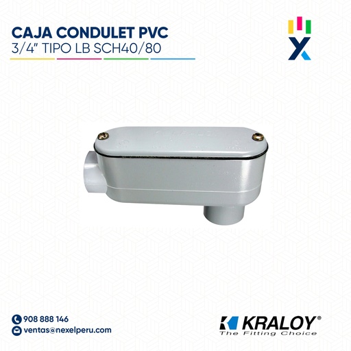 [B743634] CAJA CONDULET PVC OVALADA TIPO LB SCH40/80 3/4" (18MM) UL651 KRALOY