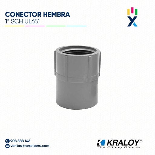 [B743675] CONECTOR PVC HEMBRA SCH40/80 1" (25MM) UL651 KRALOY