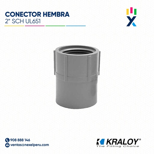 [B743678] CONECTOR PVC HEMBRA SCH40/80 2" (50MM) UL651 KRALOY