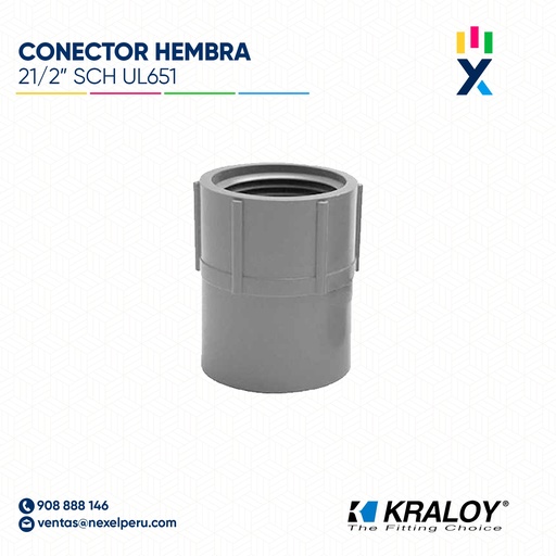 [B743679] CONECTOR PVC HEMBRA SCH40/80 21/2" (62MM) UL651 KRALOY