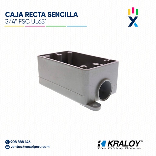 [B743714] CAJA RECT SENCILLA FSC KRALOY (3/4") UL651