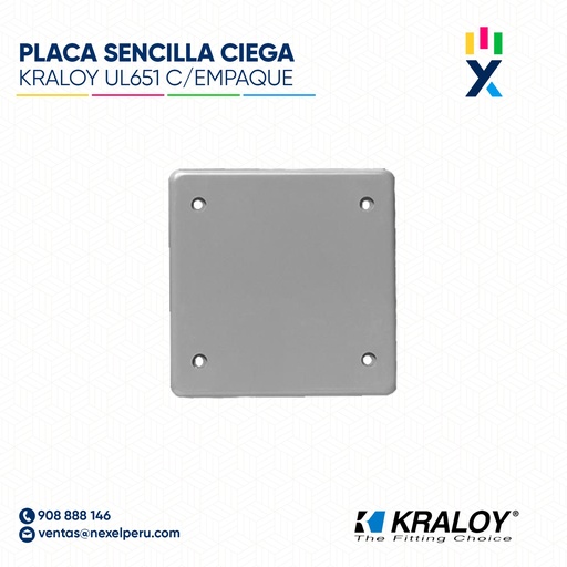 [B743715] PLACA SENCILLA CIEGA KRALOY UL651 C/EMPAQUE