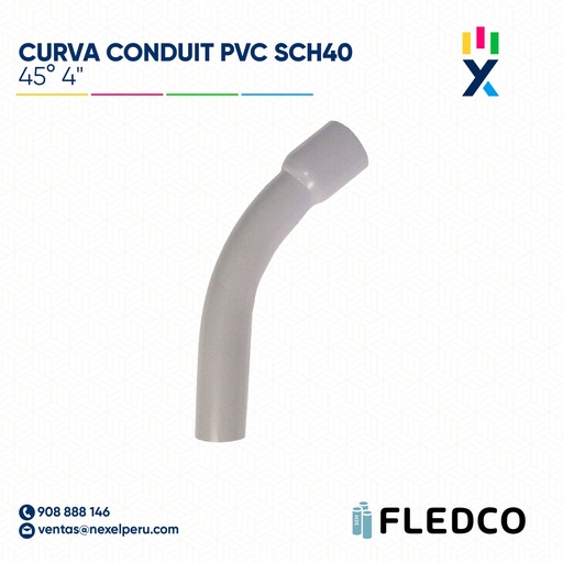 [B743542] CURVA CONDUIT PVC 45° SCH40 4" XTR. BELL FLEDCO