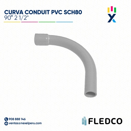 [B743550] CURVA CONDUIT PVC 90° SCH80 21/2" XTR. BELL FLEDCO