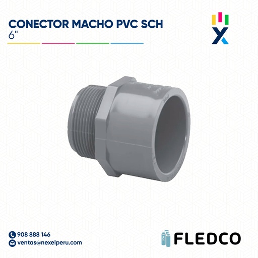 [B743583] CONECTOR MACHO PVC SCH40/80 6" FLEDCO