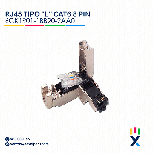 [A66271] CONECTOR PLUG RJ45 TIPO "L" BLIND CAT6 PROFINET 8 PIN 6GK1901-1BB20-2AA0