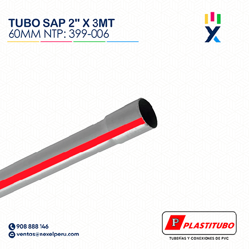 [B84677] TUBO SAP 2" X 3MT 60MM NTP: 399-006 PLASTITUBO